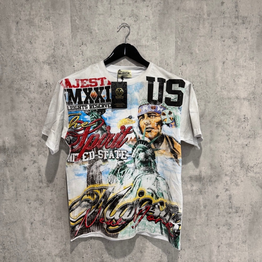 Majestik New York Los Angeles Spirit United State Graphic T-Shirt White Small